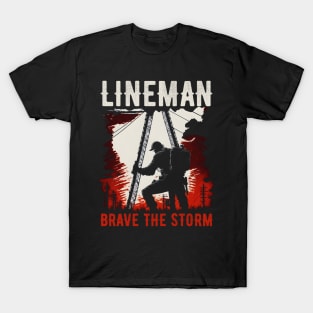 Lineman brave the storm. T-Shirt